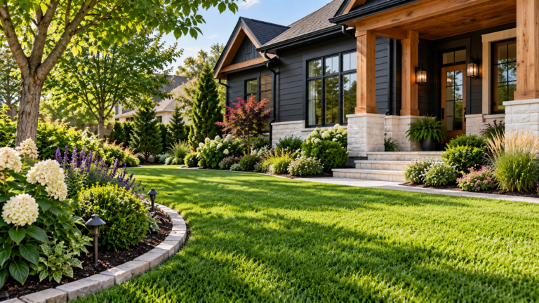 Ultimate DIYer spraying a pest-damaged tree in a landscaped yard