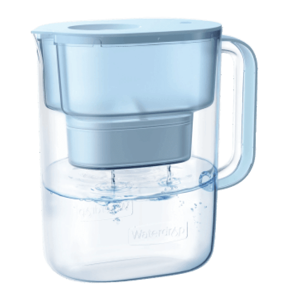 Waterdrop PT-07 blue water filter pitcher used as a no-plumbing pitcher-filter example