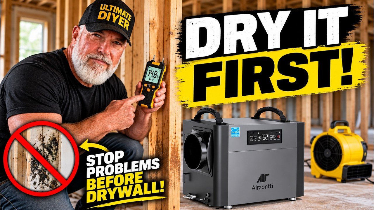 Airzentti construction drying project using a commercial dehumidifier and air movers