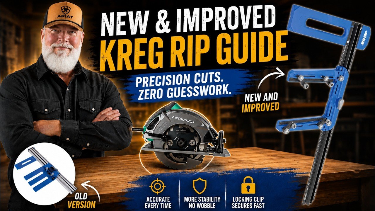 Kreg KMA2400 Rip-Cut circular saw guide testing straight cuts on sheet goods